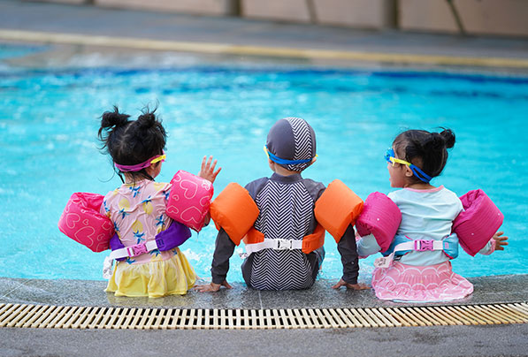 Kids playing in the pool
